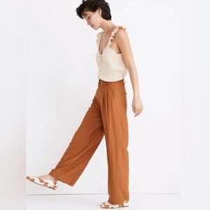 Madewell Rust Colored, Pleated, Wide-Leg Pants
